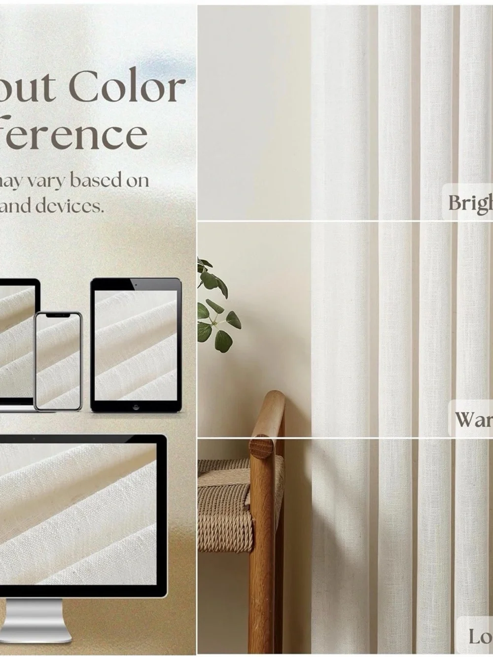 New Natural Extra Wide Pinch Pleat Linen Curtains 70x108 Inches Long Natural